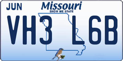 MO license plate VH3L6B