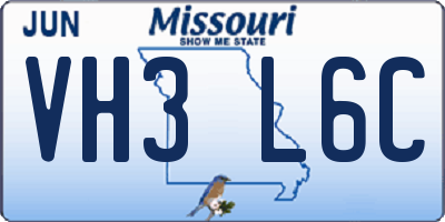 MO license plate VH3L6C