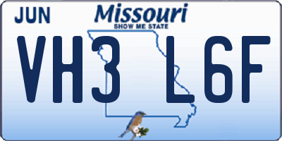 MO license plate VH3L6F