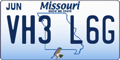 MO license plate VH3L6G