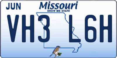 MO license plate VH3L6H