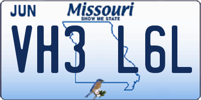 MO license plate VH3L6L