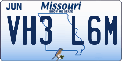 MO license plate VH3L6M