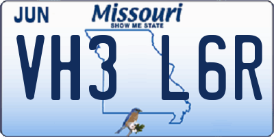 MO license plate VH3L6R