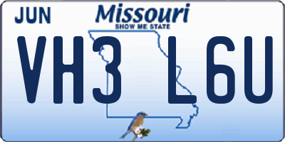MO license plate VH3L6U
