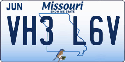 MO license plate VH3L6V