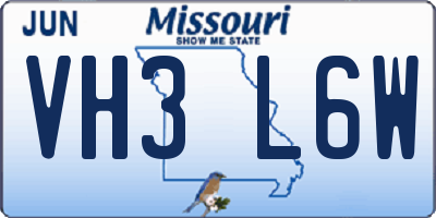 MO license plate VH3L6W