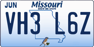 MO license plate VH3L6Z