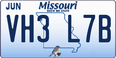 MO license plate VH3L7B