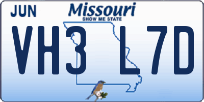 MO license plate VH3L7D