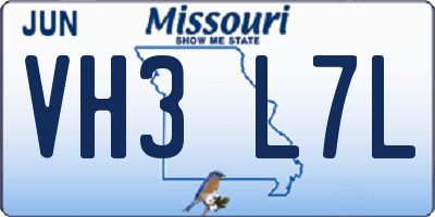 MO license plate VH3L7L