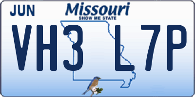 MO license plate VH3L7P