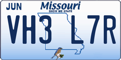 MO license plate VH3L7R