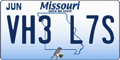 MO license plate VH3L7S