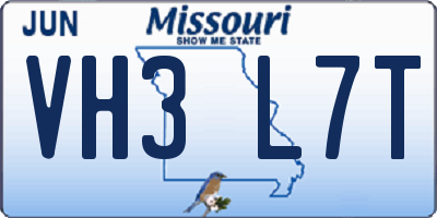 MO license plate VH3L7T
