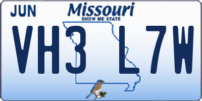 MO license plate VH3L7W