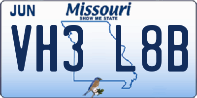 MO license plate VH3L8B