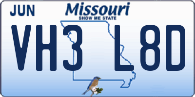 MO license plate VH3L8D