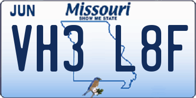 MO license plate VH3L8F