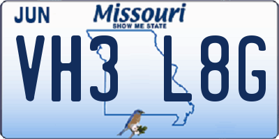 MO license plate VH3L8G