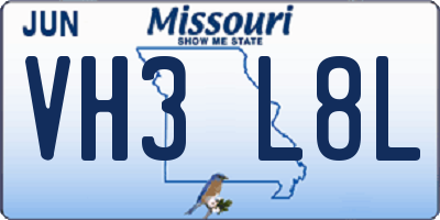 MO license plate VH3L8L