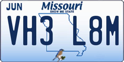 MO license plate VH3L8M