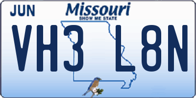 MO license plate VH3L8N
