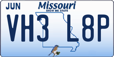 MO license plate VH3L8P