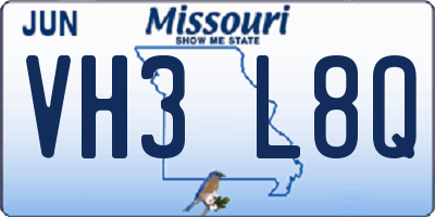 MO license plate VH3L8Q