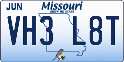 MO license plate VH3L8T