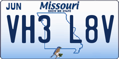 MO license plate VH3L8V