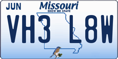 MO license plate VH3L8W