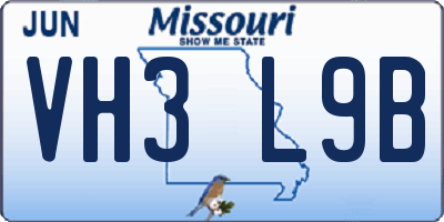 MO license plate VH3L9B