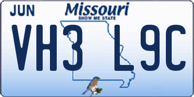 MO license plate VH3L9C