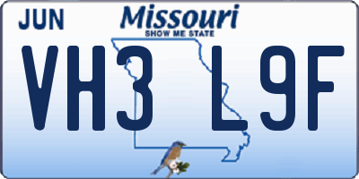 MO license plate VH3L9F