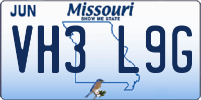MO license plate VH3L9G