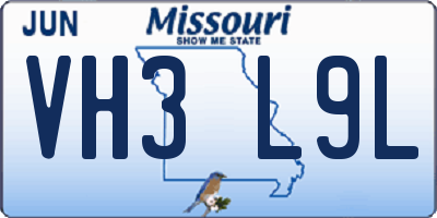 MO license plate VH3L9L