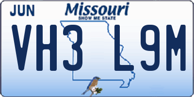 MO license plate VH3L9M