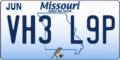 MO license plate VH3L9P