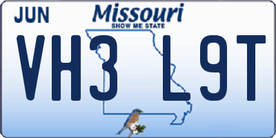 MO license plate VH3L9T