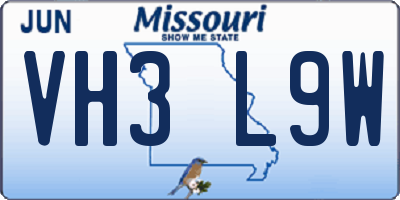 MO license plate VH3L9W