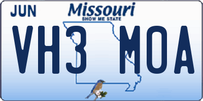 MO license plate VH3M0A
