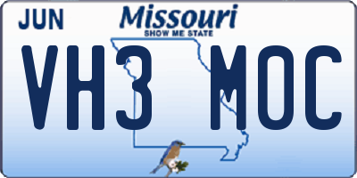 MO license plate VH3M0C