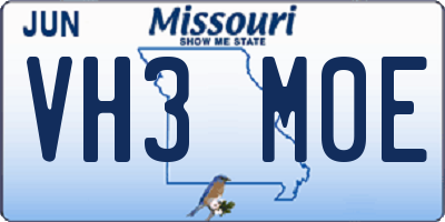 MO license plate VH3M0E