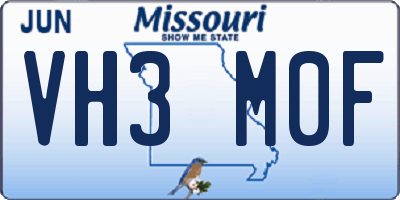 MO license plate VH3M0F