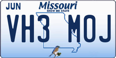 MO license plate VH3M0J