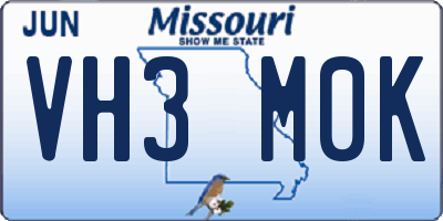MO license plate VH3M0K