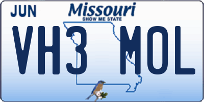 MO license plate VH3M0L