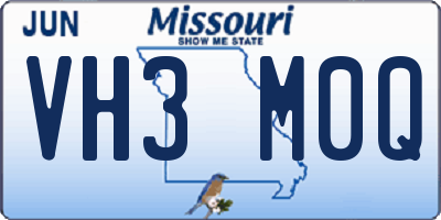 MO license plate VH3M0Q