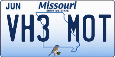 MO license plate VH3M0T